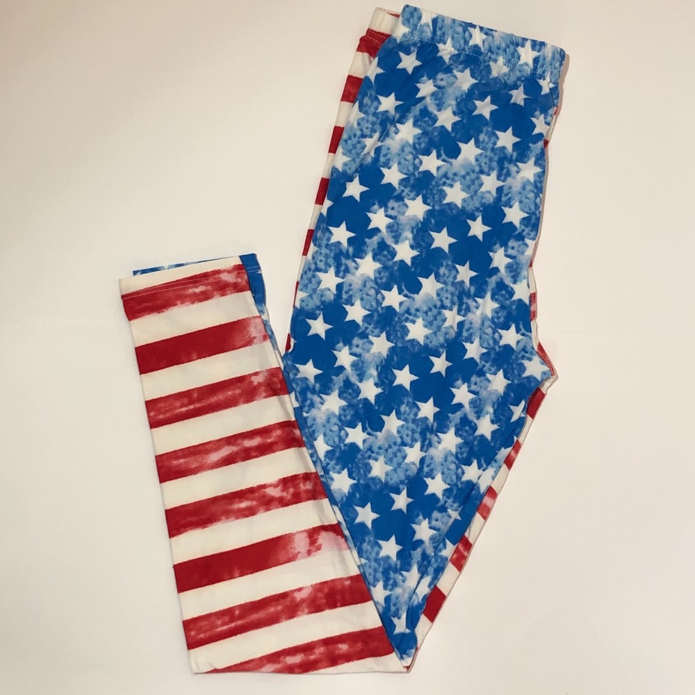 New Mix Faded American Flag Soft Leggings Plus